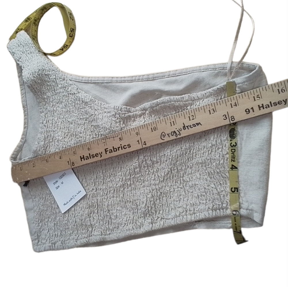 Japna One Shoulder Crop MEDIUM Beige Top NEW - Picture 8 of 11